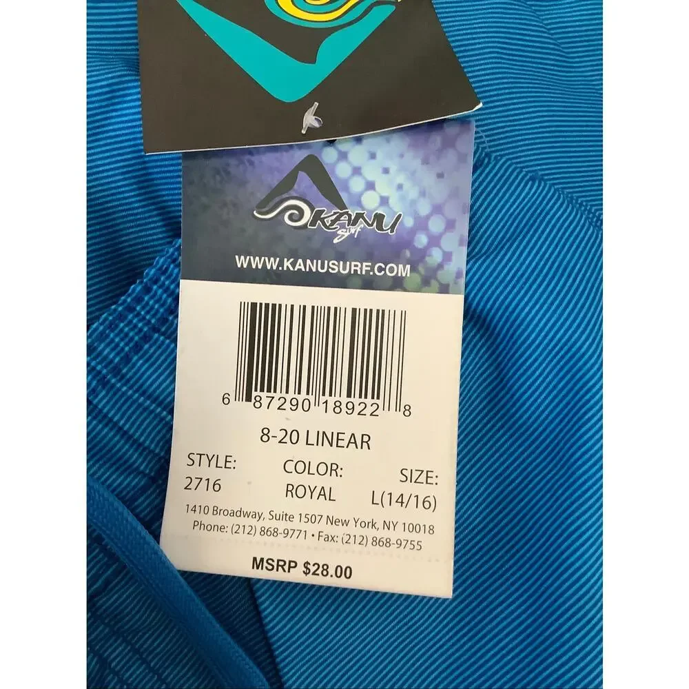 Kanu Surf Boys Large Linear Royal Explore Upf 50+ Beach Swim Trunks Surf D4-4